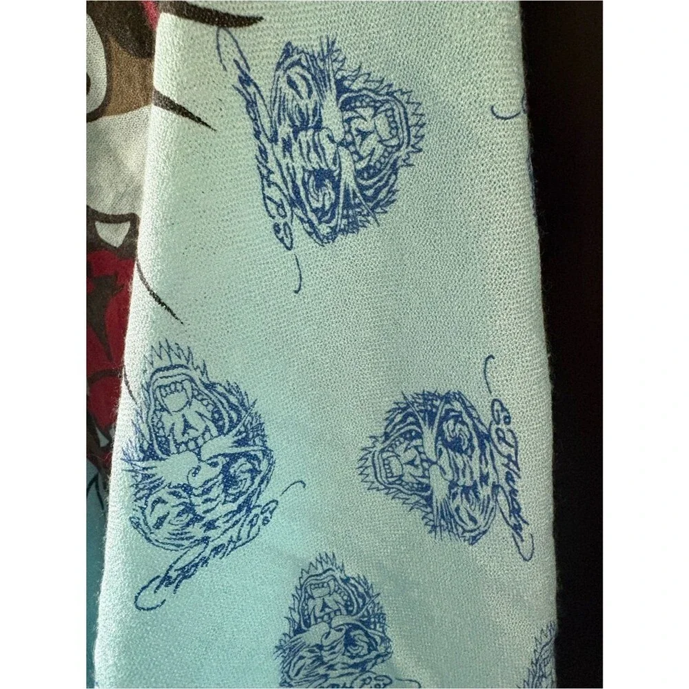 *Rare Ed Hardy Scarf Y2K Vintage Lightweight Cotton Teal Tiger Long 28” x 72”